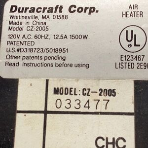 Duracraft Portable Fan Heater  VNC